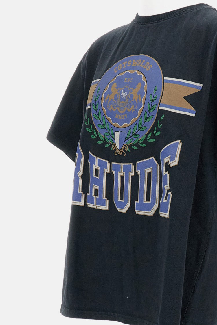 Rhude Oversized Black Cotton Crewneck T-Shirt