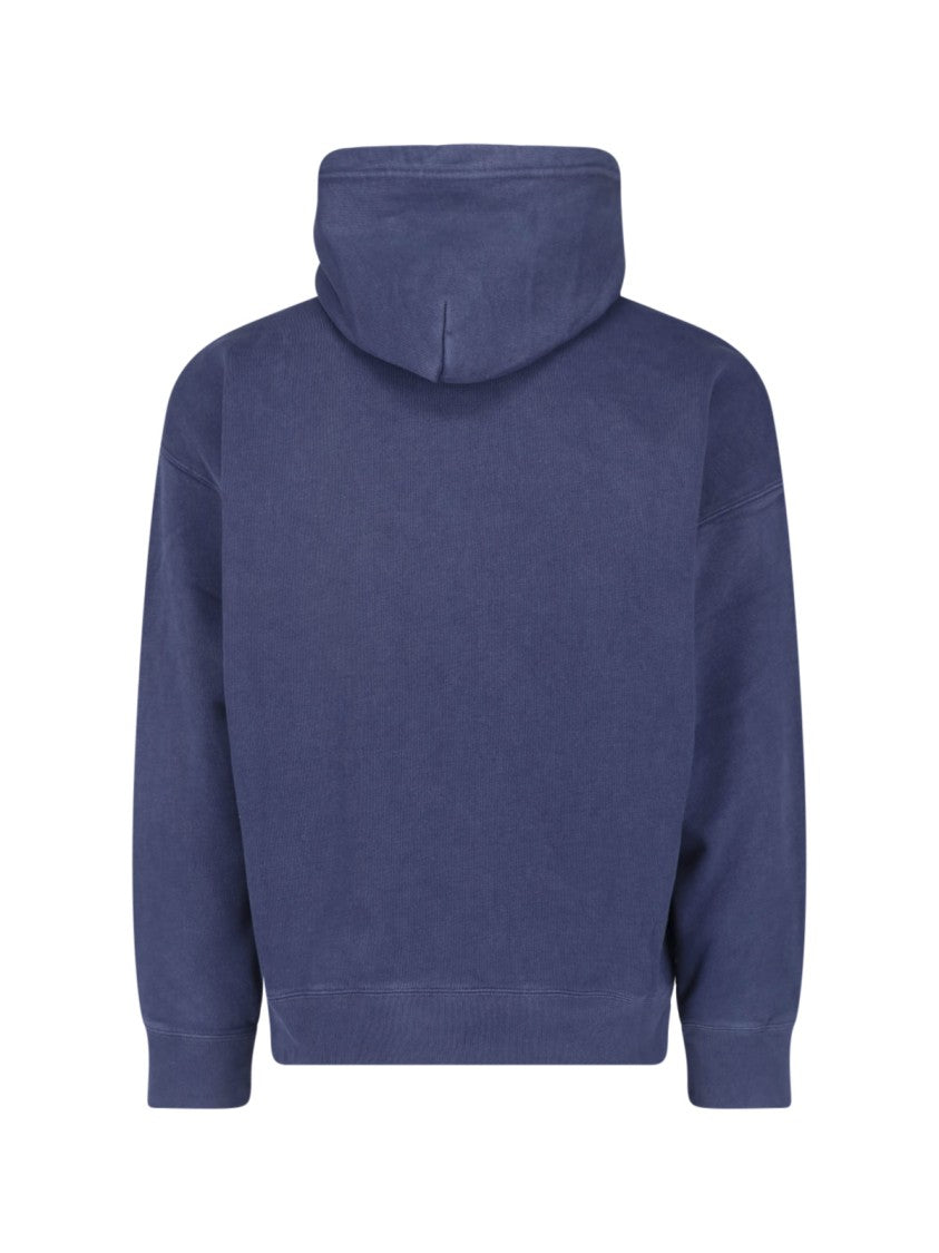 Polo Ralph Lauren Blue Cotton-Blend Hooded Logo Sweatshirt