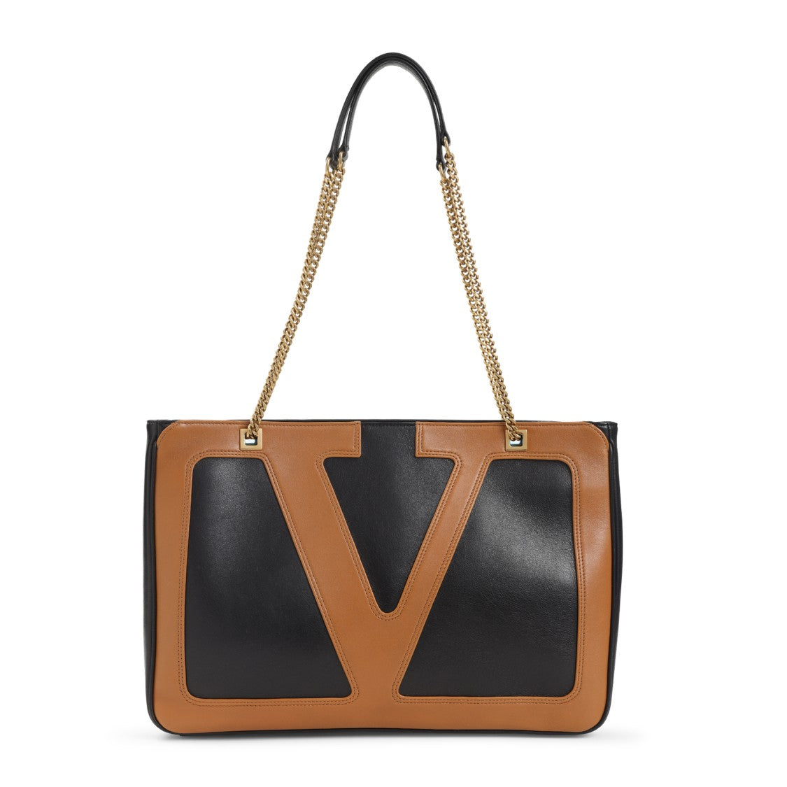 Valentino Garavani Black Lambskin Leather Viva Superstar Medium Tote Bag