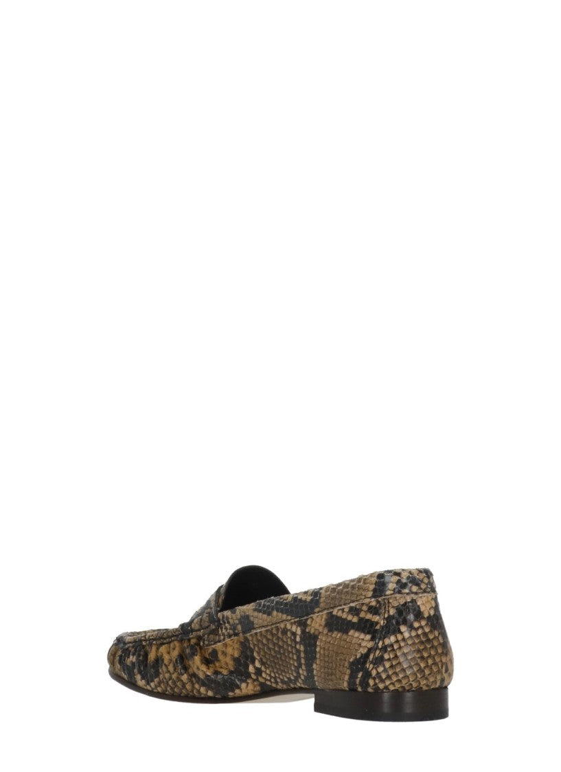 Poeve Brown Woven Mask Leather Loafers