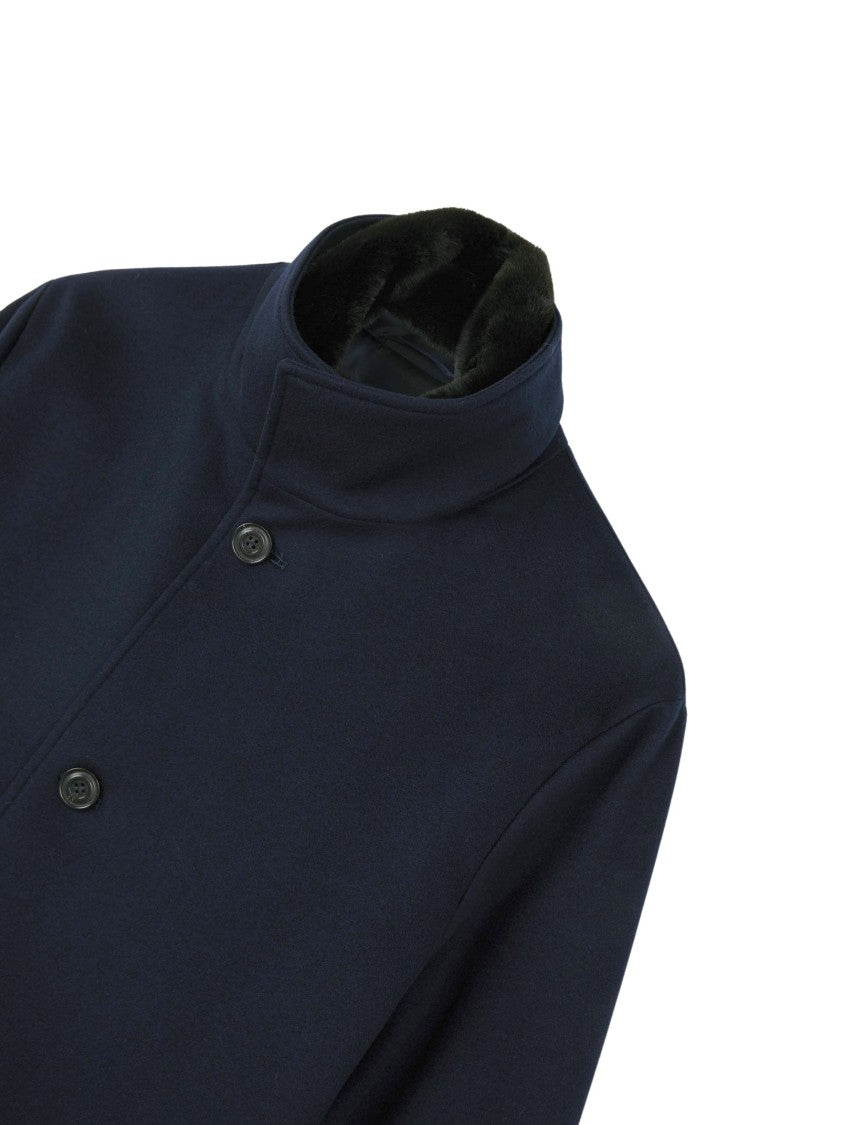Paul & Shark Refined Black Coat With High Stand Collar