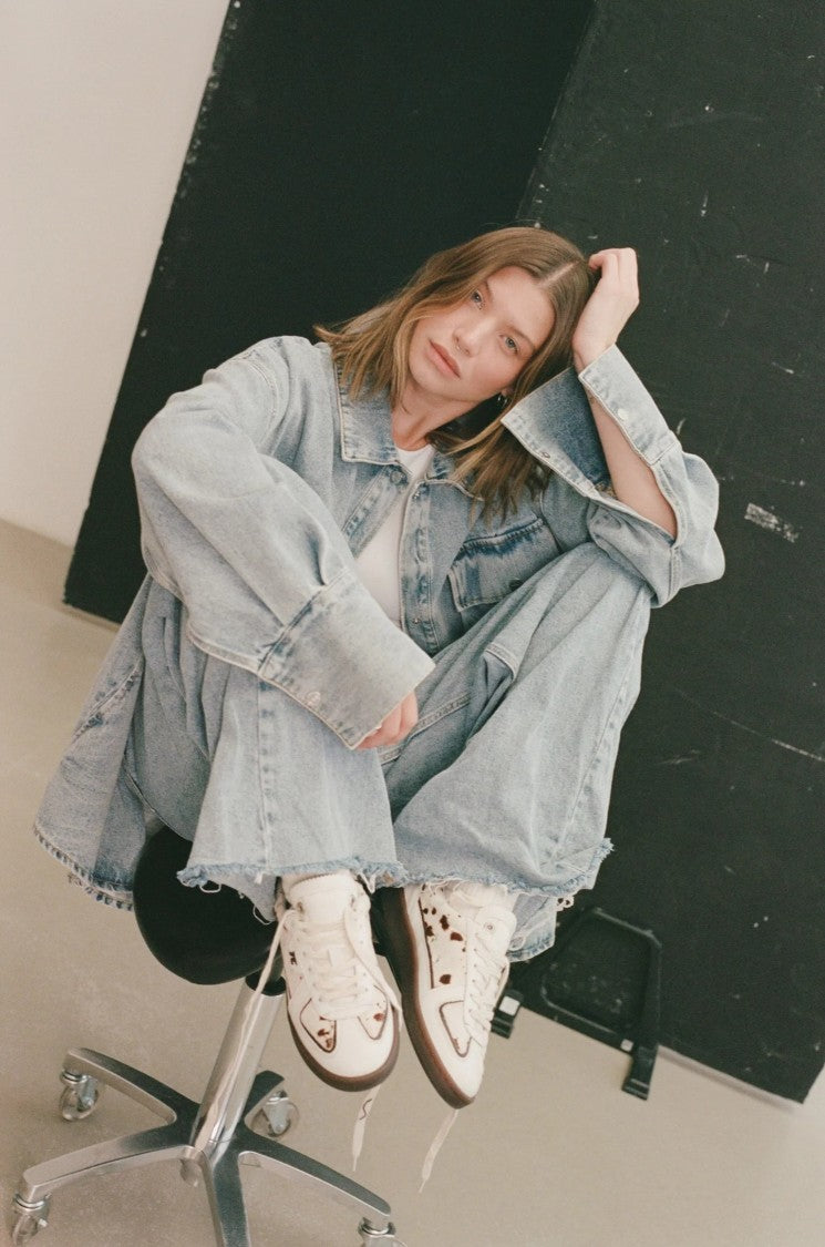 Thesing Cow Print Big Bang Suede Removable Tongue Sneakers