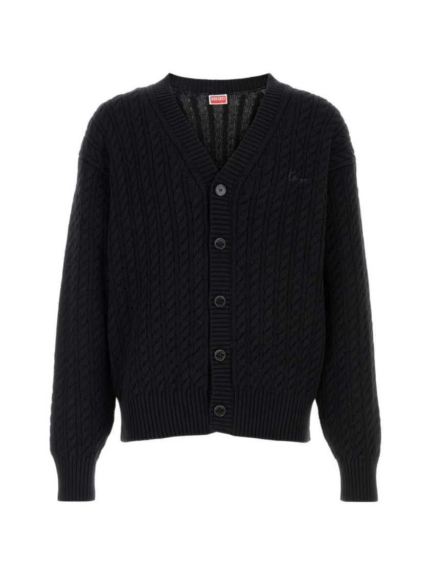 Kenzo Cable Knit Cardigan With V-Neck And Button Front