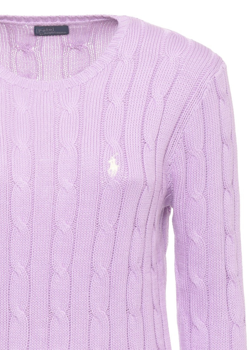 Polo Ralph Lauren Lilac Pony Braided Cotton Sweater