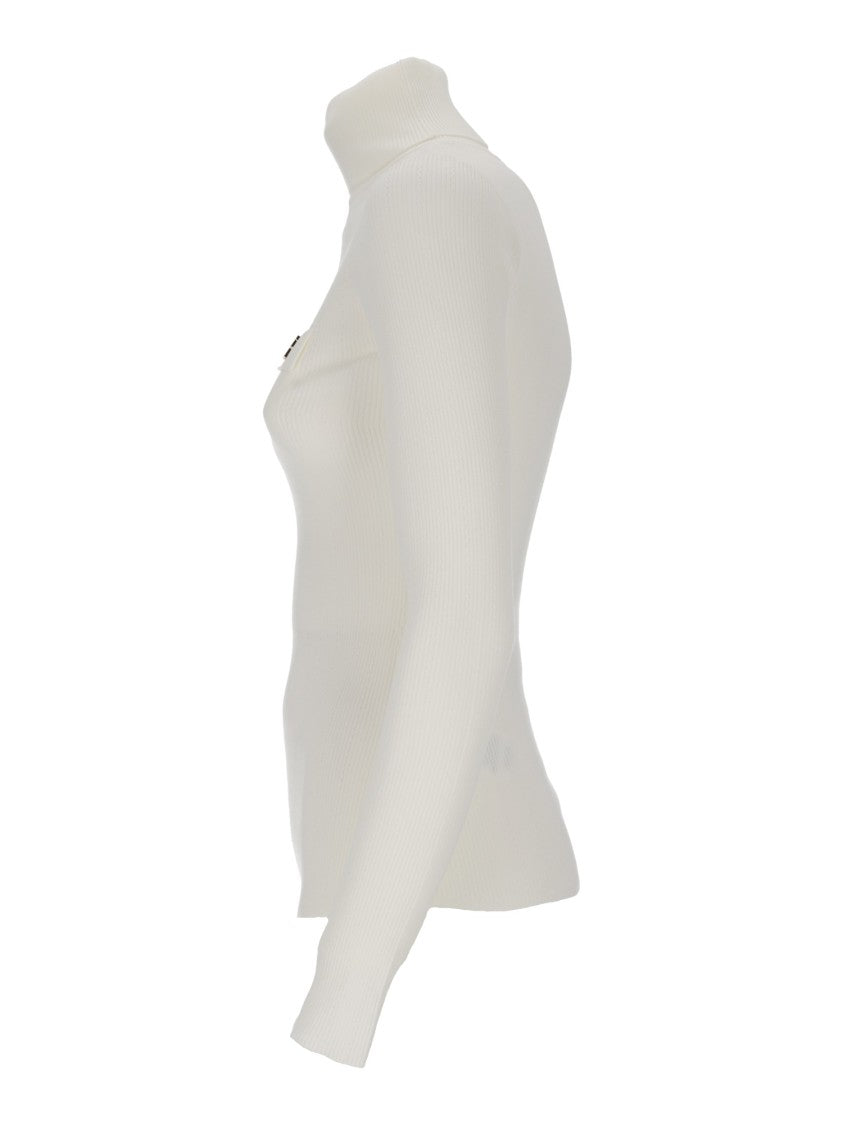 Elisabetta Franchi Fitted Long-Sleeve Knit Top With High Turtleneck