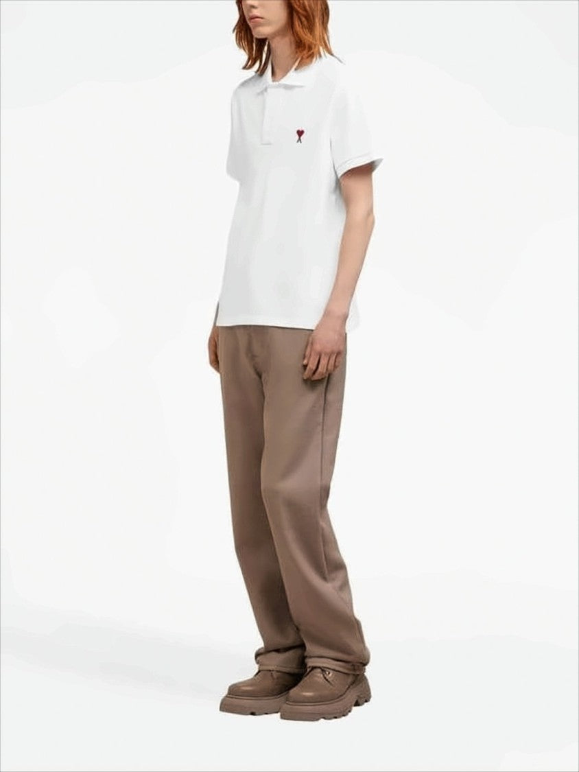 Ami Short-Sleeve Polo Shirt With Textured Cotton Piqué