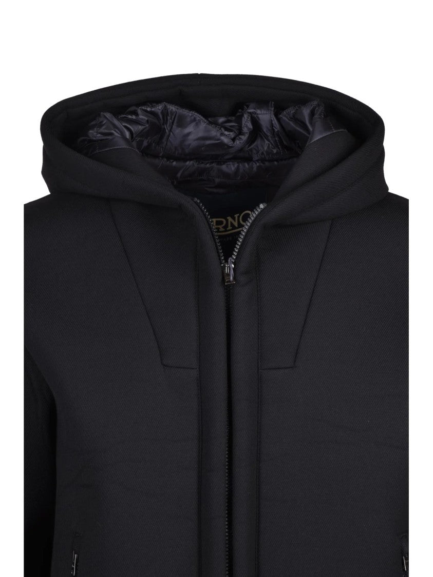 Herno Neoprene-Like Black Jacket With Minimalist Design And Functional Details