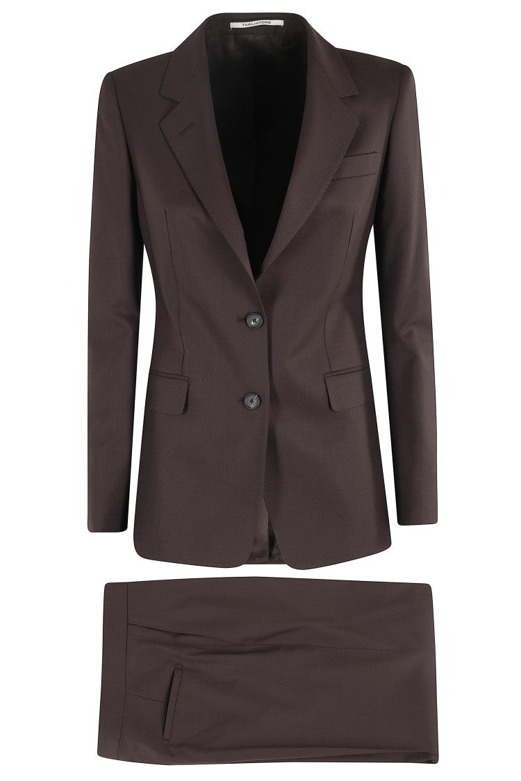 Tagliatore Mono-Breasted Brown Suit With Tailored Blazer And Elegant Fit
