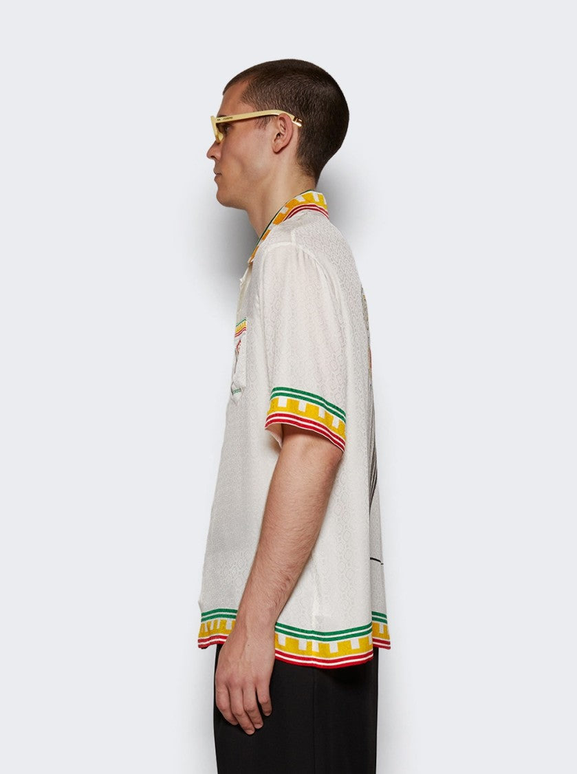 Casablanca Leaning Column Cuban Collar Shirt White