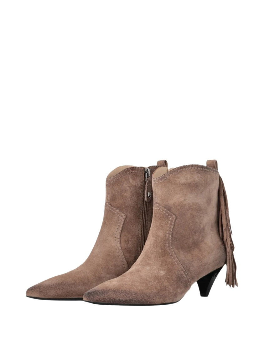 Pinko Soft Suede Ankle Boots With Playful Tassels