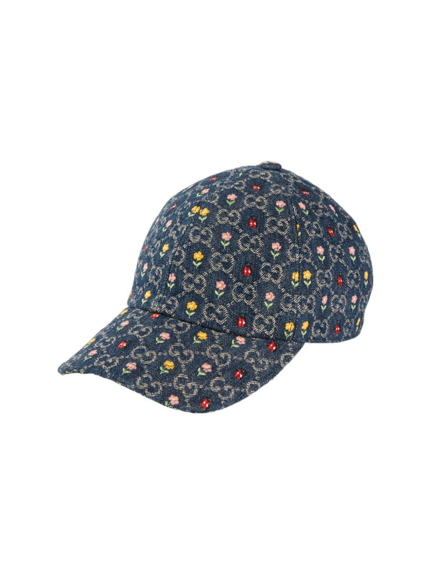 Gucci Embroidered Gg Denim Baseball Cap