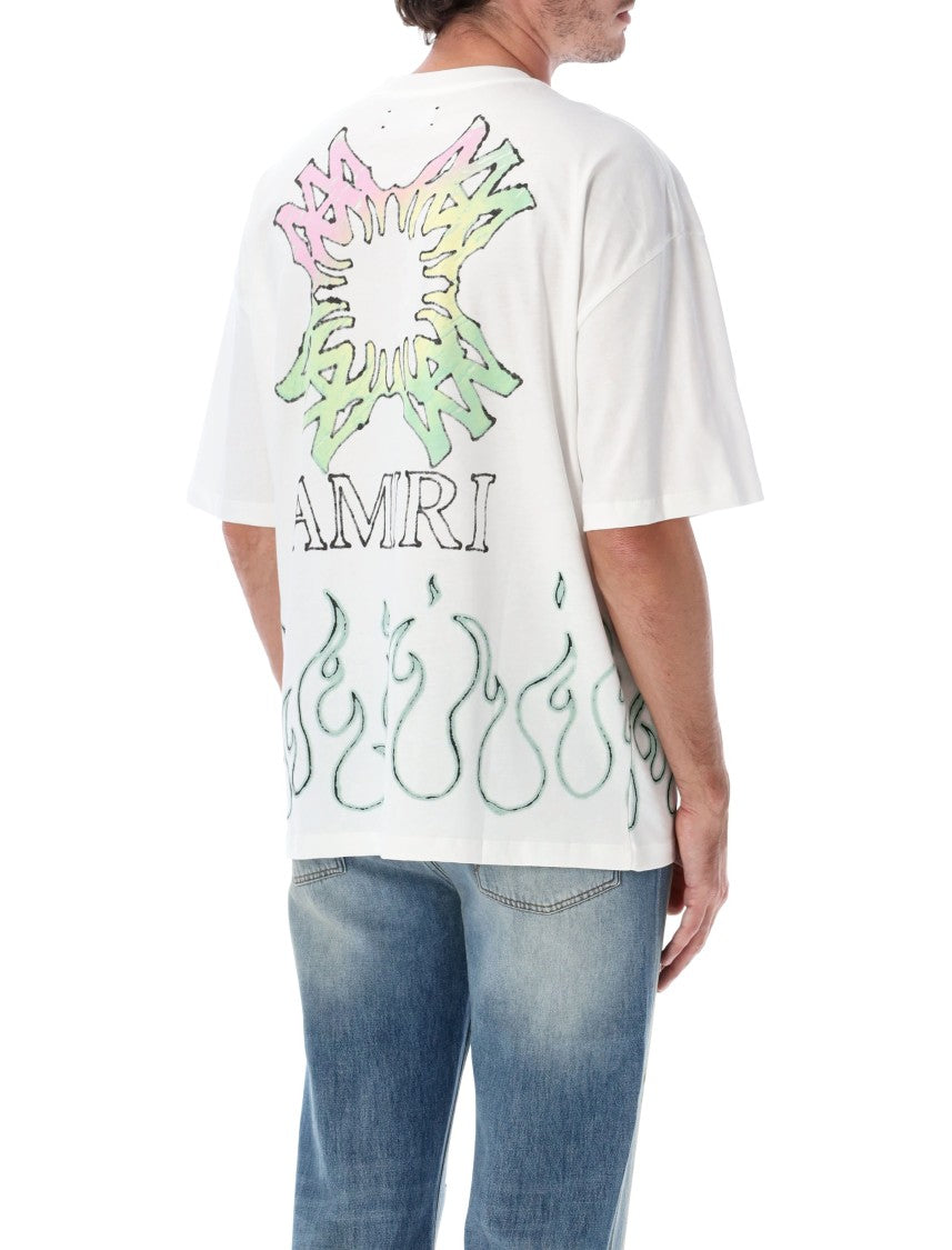 Amiri Ma Quad Flames Hand-Drawn Graphic Cotton Oversized T-Shirt