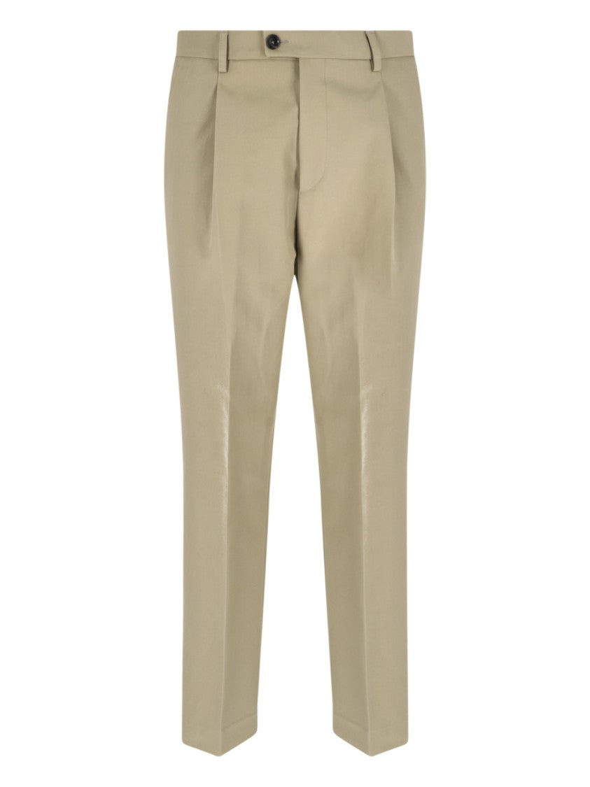 Be Able Beige Tailored Cotton Straight-Leg Pants