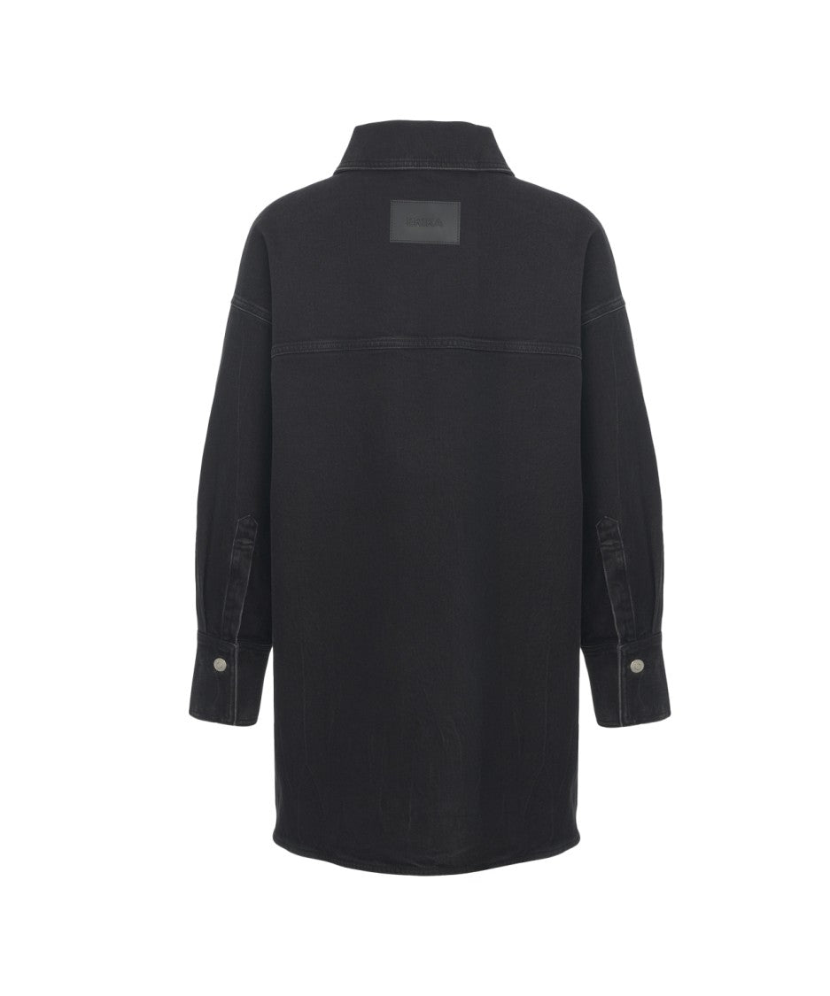 Erika Cavallini Boxy Fit Black Jacket With Classic Collar And Patch Pockets
