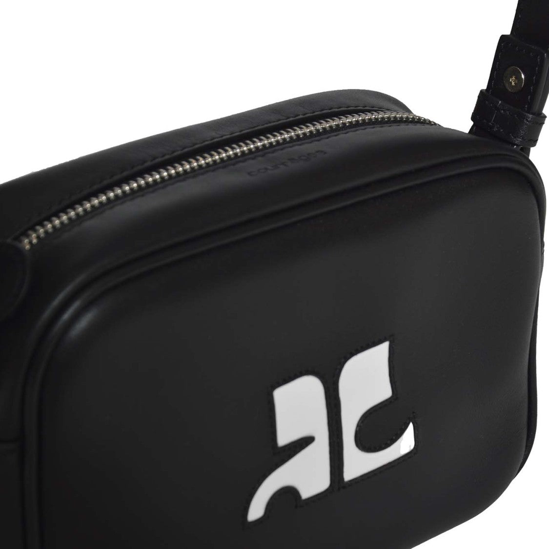 Courrèges Reedition Black Leather Shoulder Bag