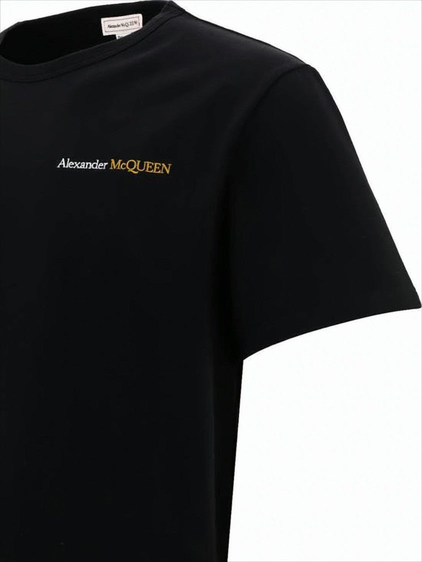 Alexander Mcqueen Minimalist Black T-Shirt With Subtle Logo Detail