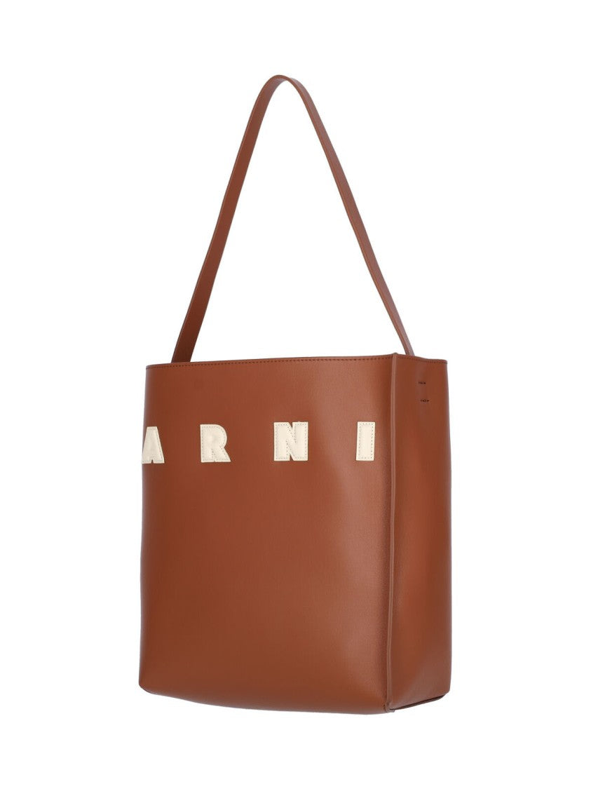 Marni Structured Rectangular Tote Bag With Bold Logo Design