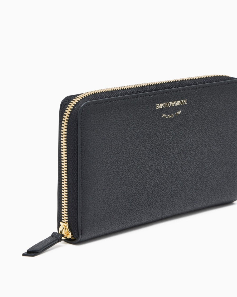 Emporio Armani Zip Around Deer Print Leather Wallet