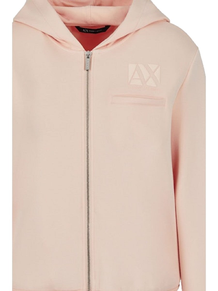 Armani Exchange Light Pink Hoodie With Zipper