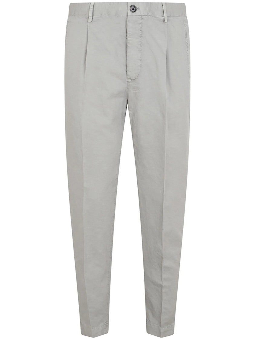 Incotex Light Grey Tailored Flat Front Trousers