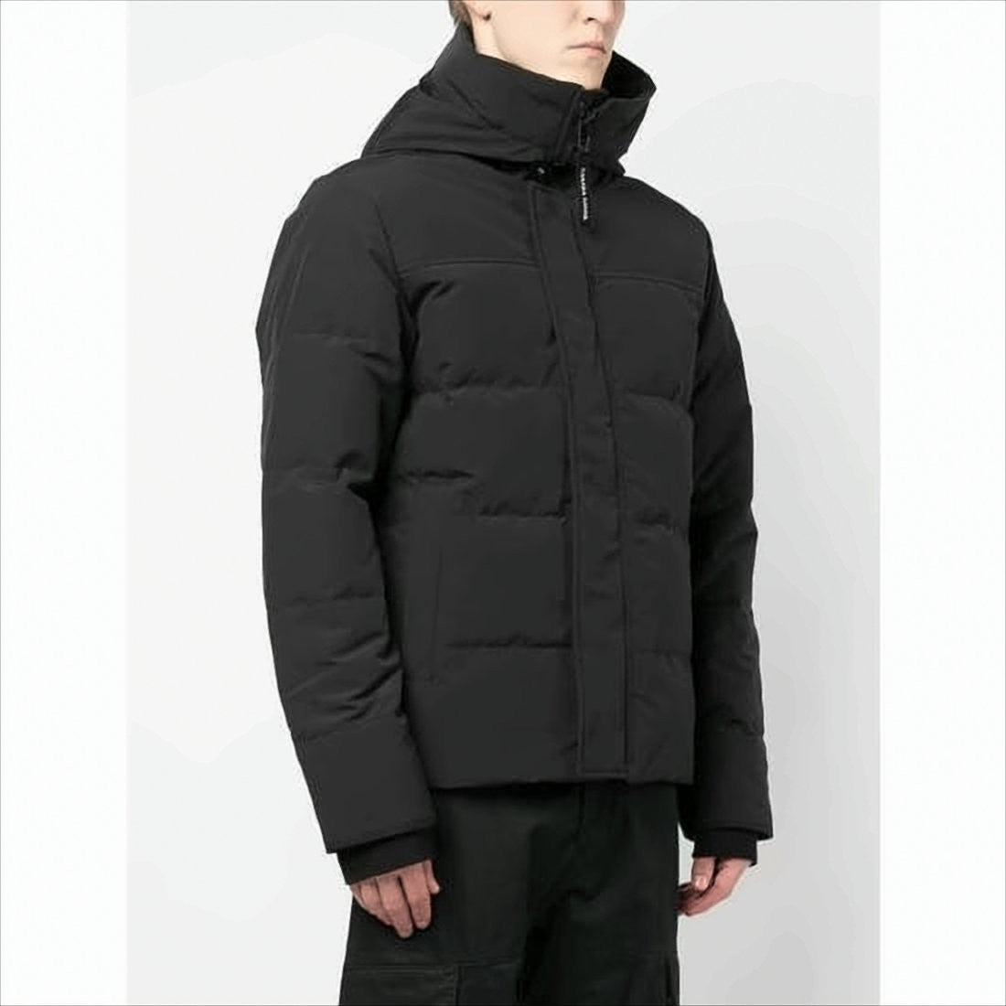 Canada Goose Padded Black Jacket With High Collar And Quilted Design