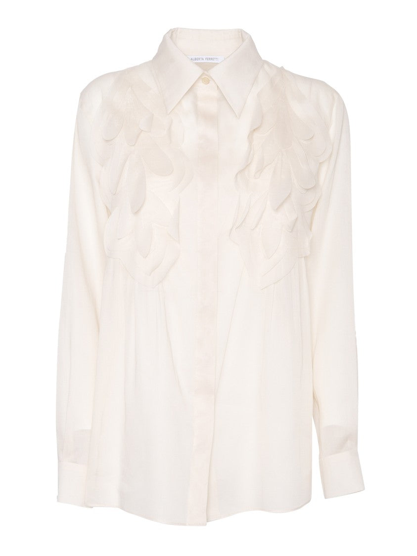 Alberta Ferretti Beige Cotton Shirt With Classic Collar