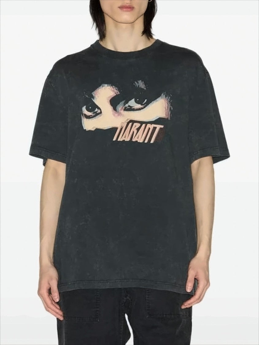 Isabel Marant Washed Black Graphic Print Short-Sleeve T-Shirt