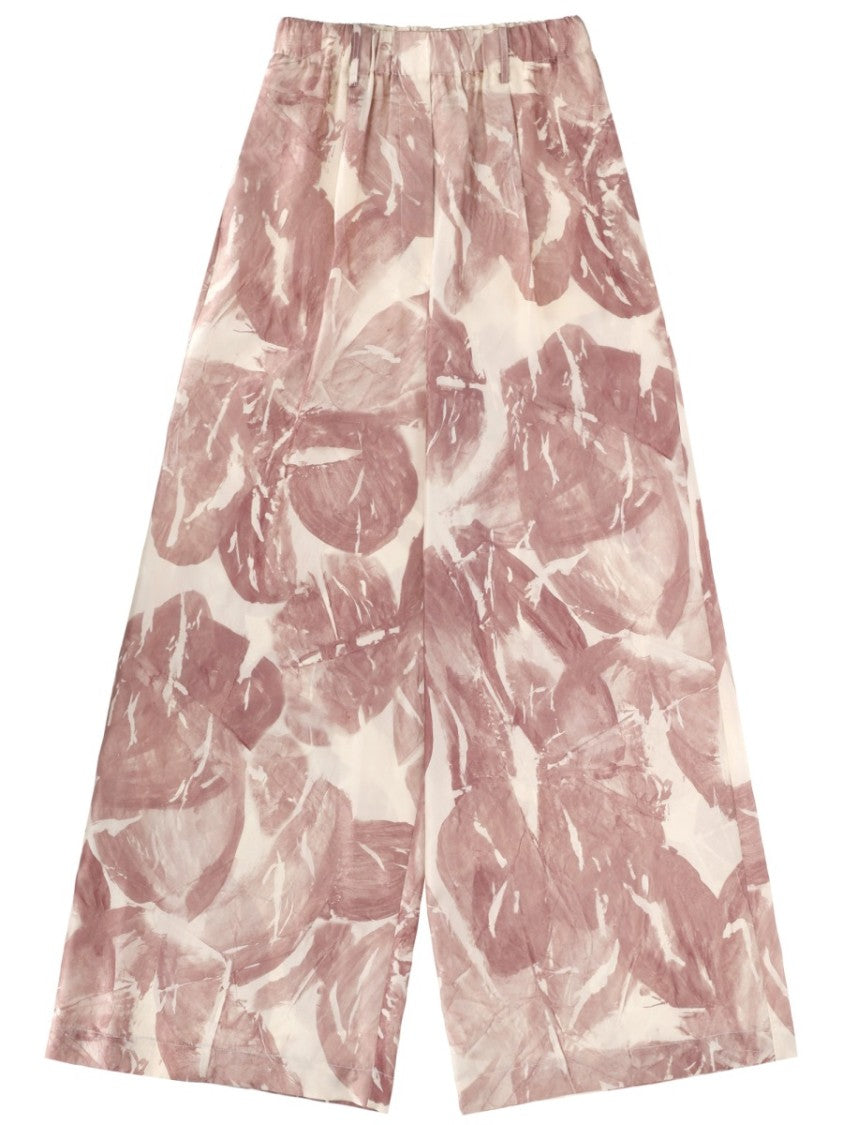 Alysi Dusty Rose Leaf Print Pants
