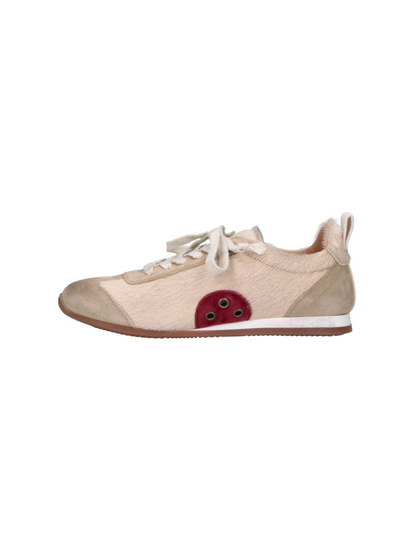 Uma Wang Beige Pony Hair Suede Low-Top Sneakers