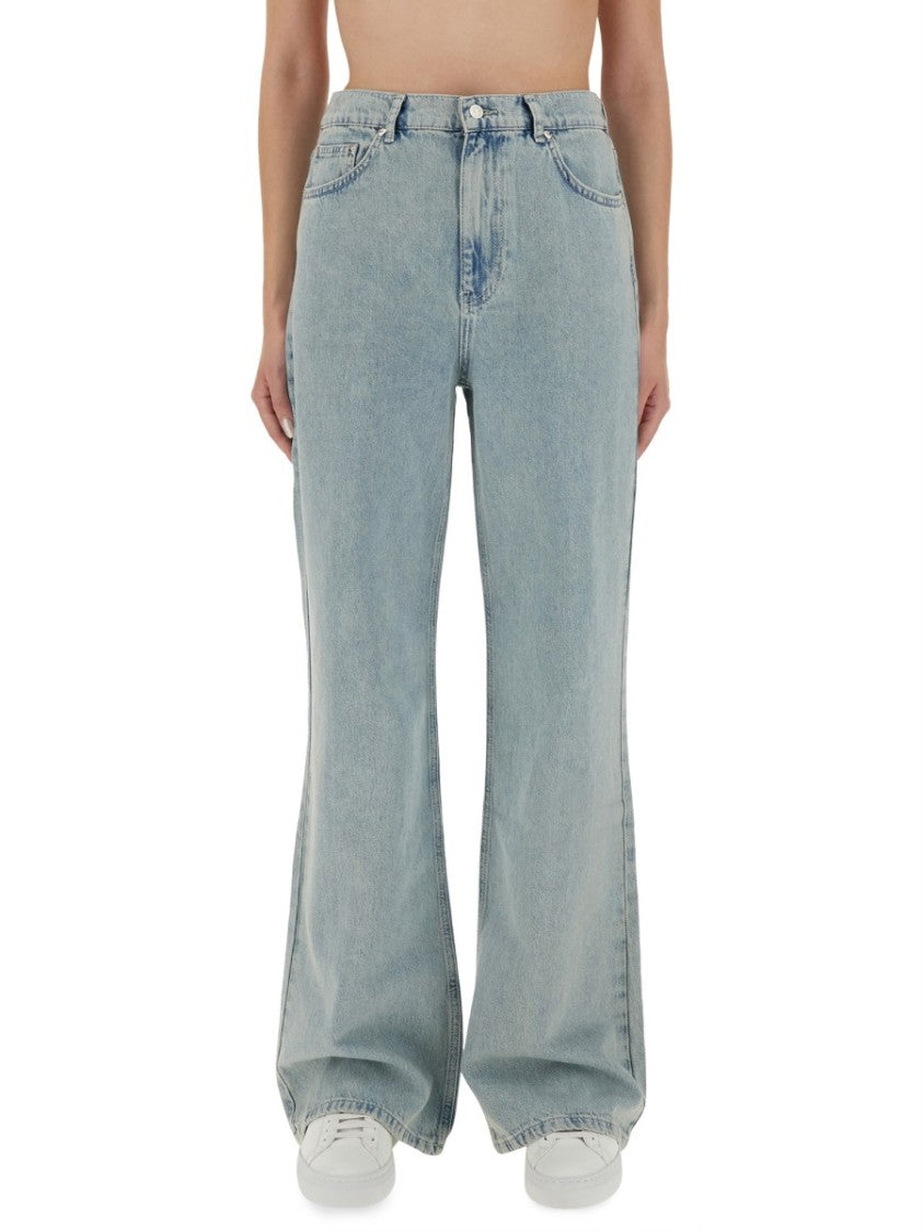 Moschino Wide-Leg Light Blue Denim Jeans