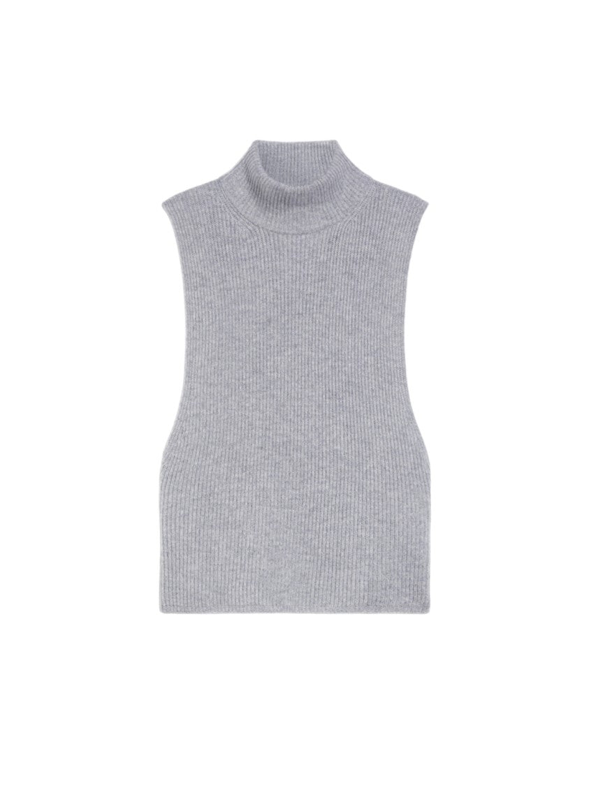 Max Mara Ribbed Knit Gilet With High Turtleneck