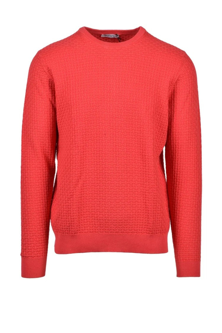 Planet Grid Red Textured Knit Shirt
