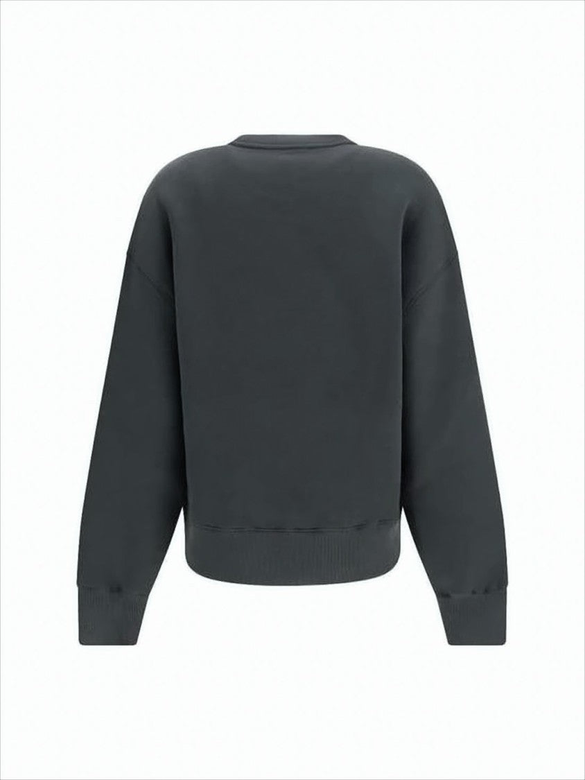 Ami Cropped Long-Sleeve Sweatshirt With Ribbed Details