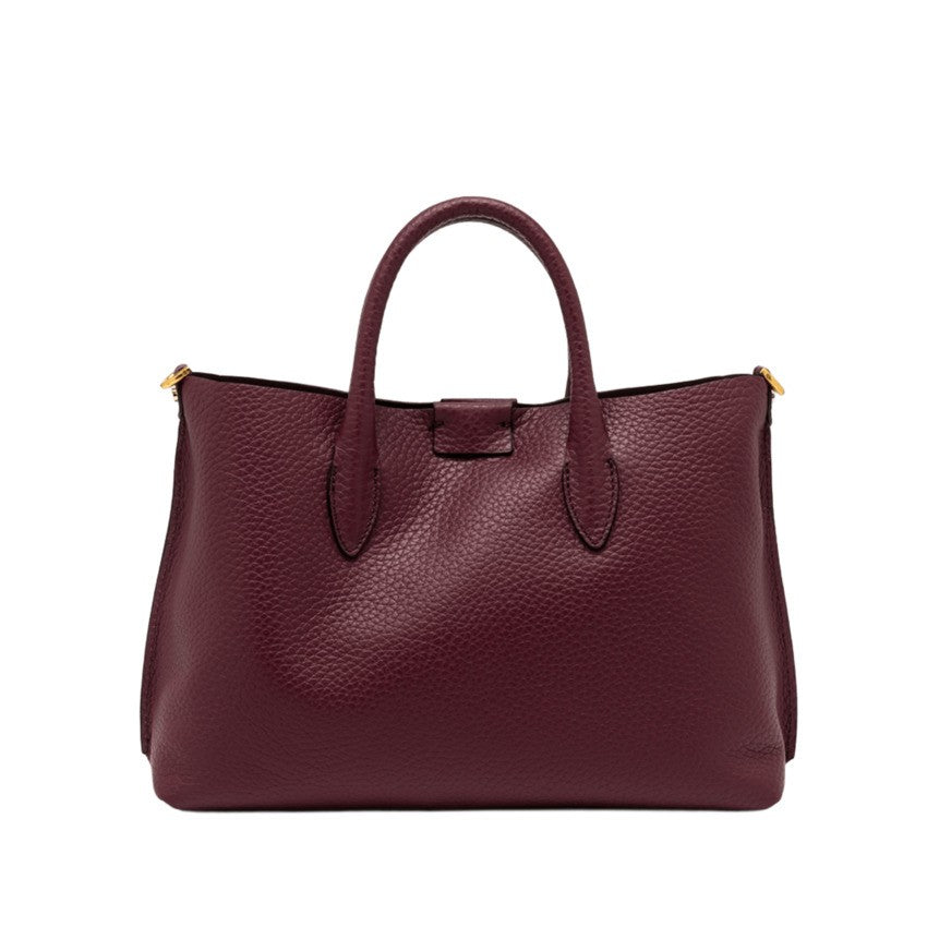 Gianni Chiarini Structured Wine Berry Double Grain Leather Handbag