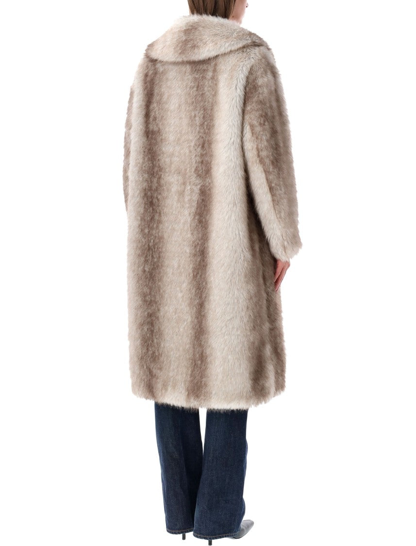 Sword Coat Eco Faux Plush Wide-Collar Faux Fur Coat