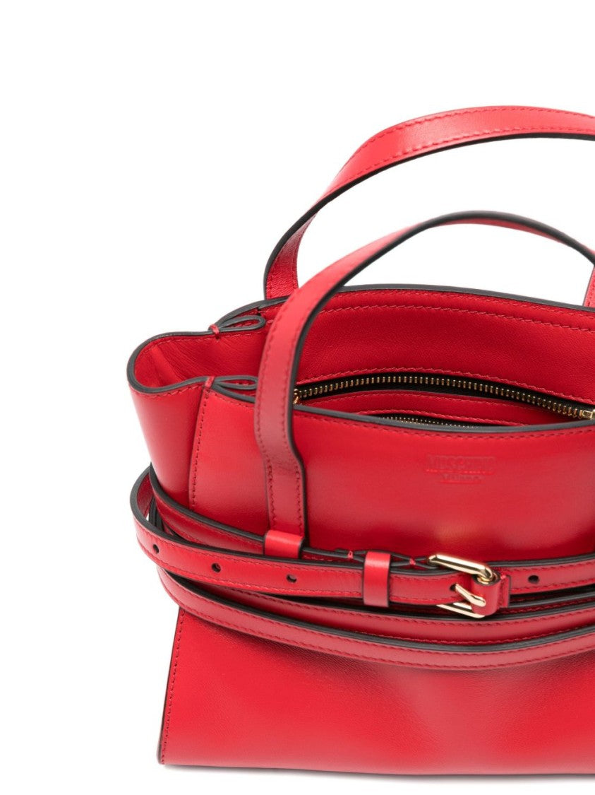 Moschino Structured Red Calf Leather Handbag