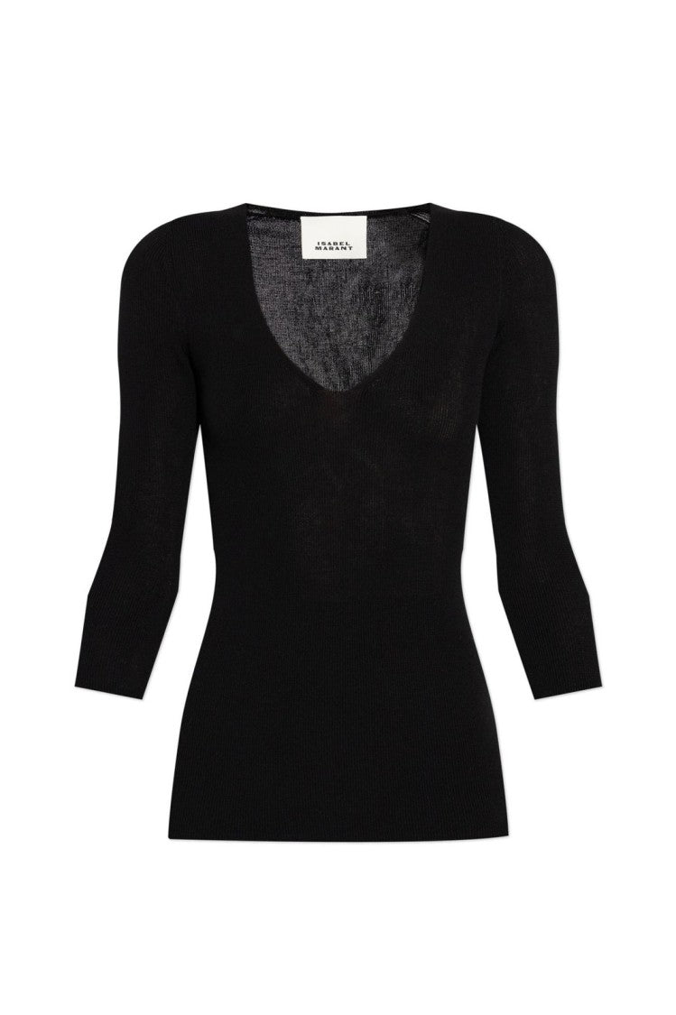 Isabel Marant V-Neck Knit Top – Black