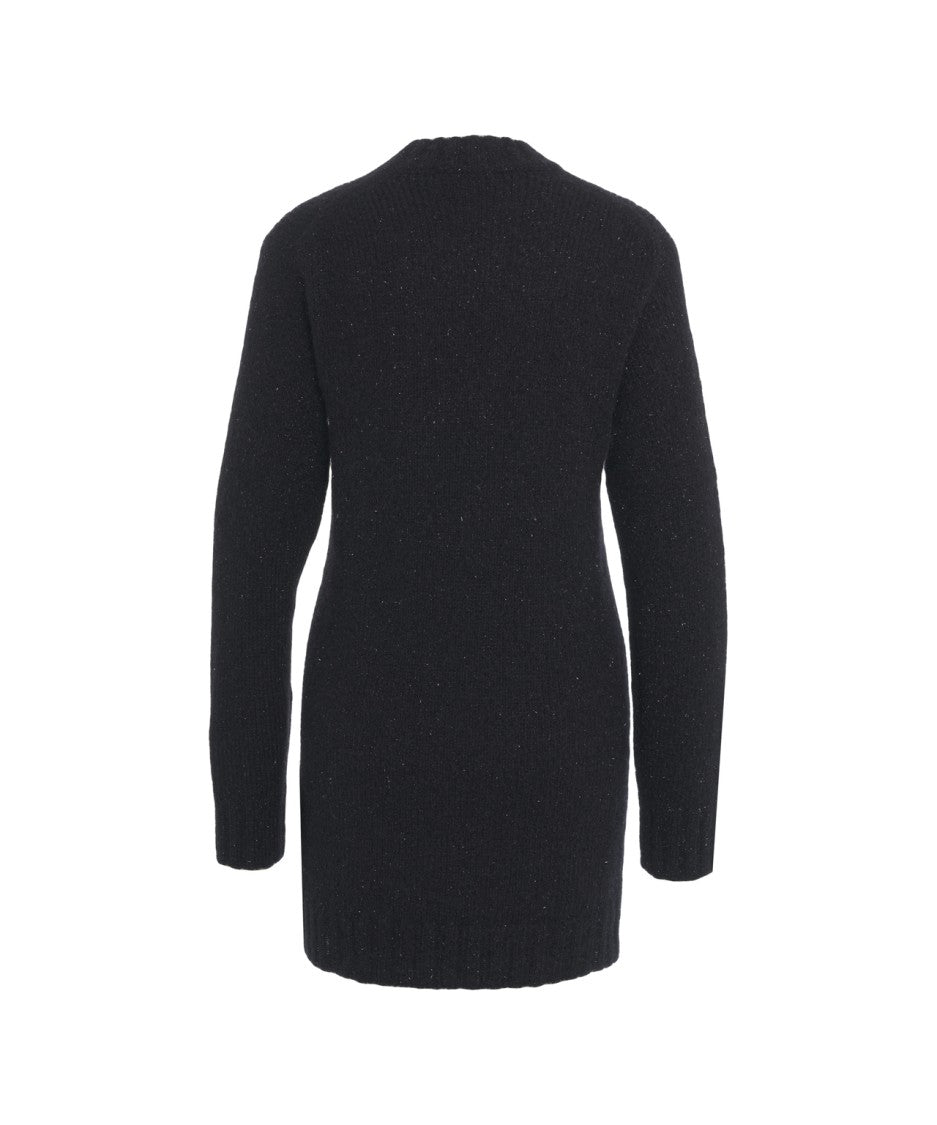 Jucca High-Neck Black Knitwear Sweater With Ribbed Detailing