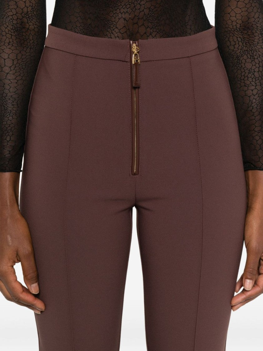 Elisabetta Franchi Flared Brown Trousers With High Waist