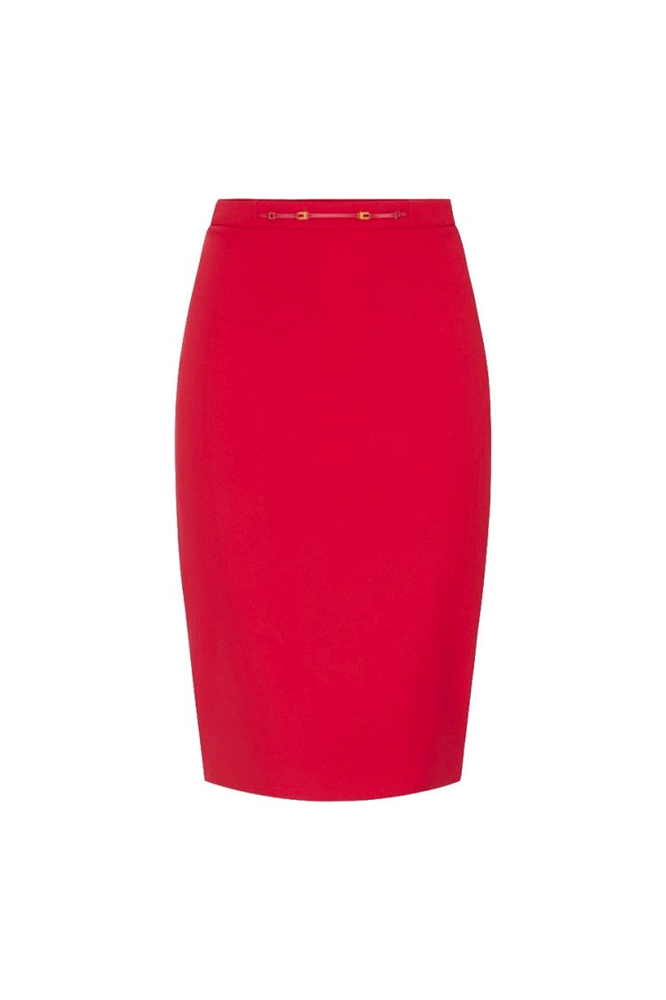 Elisabetta Franchi Red Polyester-Blend Midi Skirt