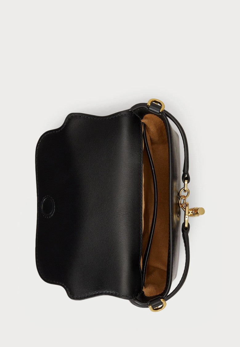 Lauren Ralph Lauren Black Smooth Leather Crossbody Bag