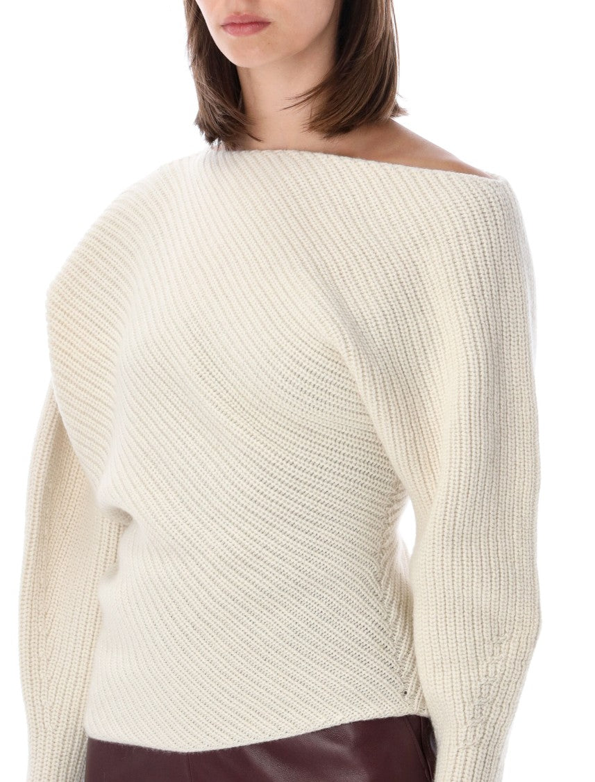 Alberta Ferretti Ribbed Wool-Blend Asymmetric Sweater