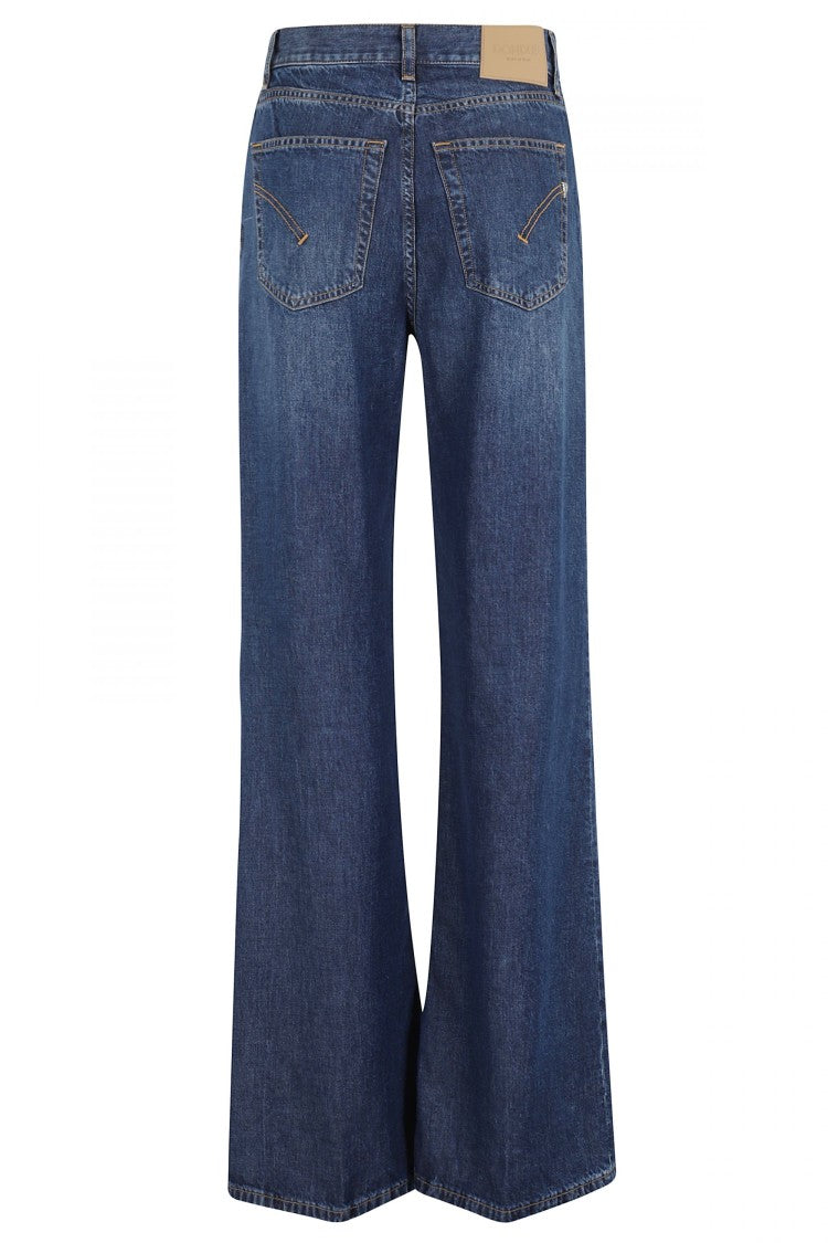 Dondup Wide-Leg Blue Jeans With High Waist