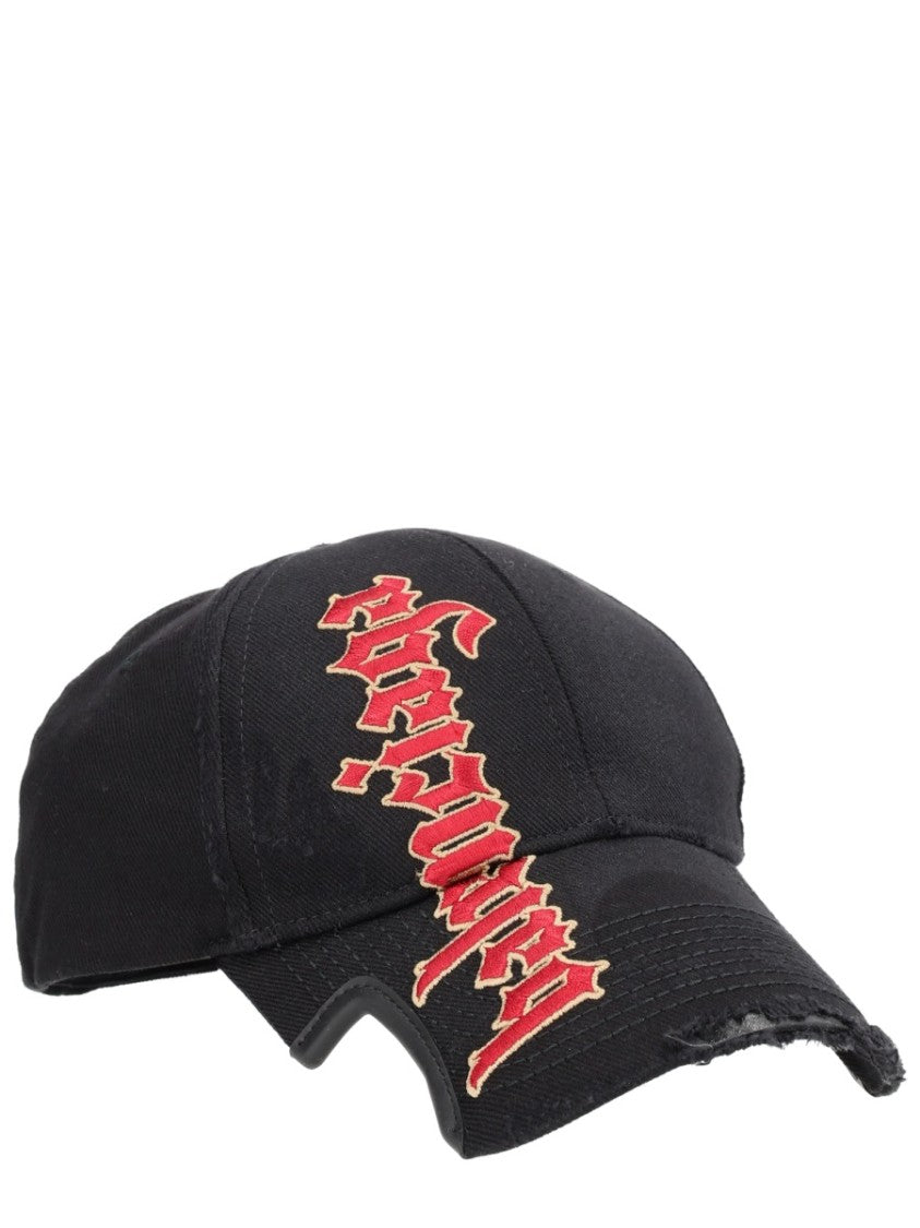Balenciaga Gothic Black Cotton-Blend Baseball Cap