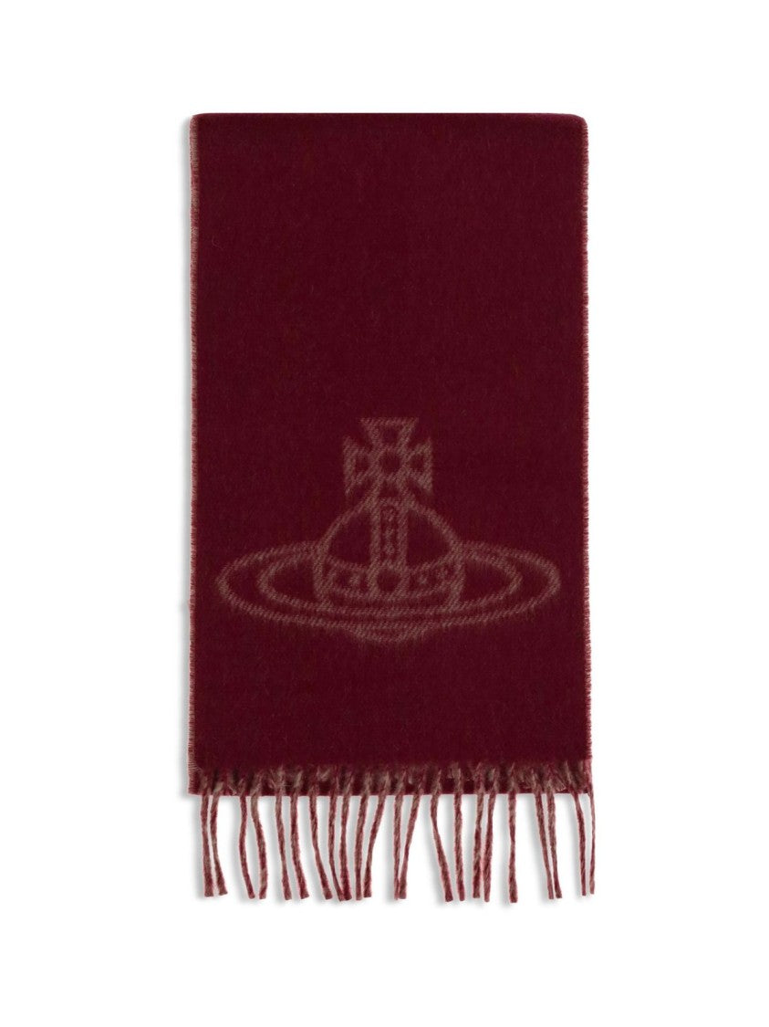 Vivienne Westwood Deep Burgundy Reversible Wool Scarf