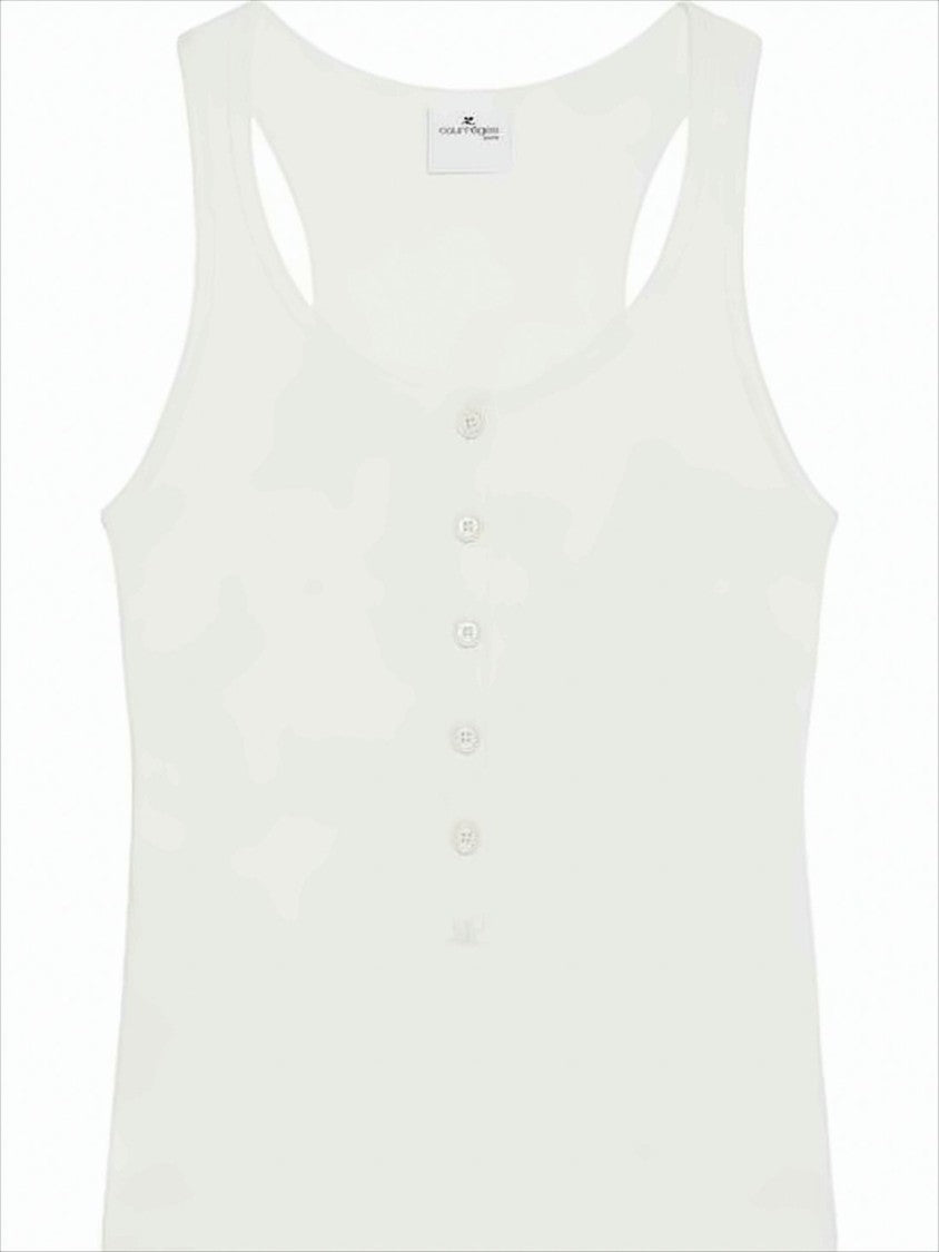 Courrèges Scoop Neck Sleeveless Tank Top With Button-Down Front