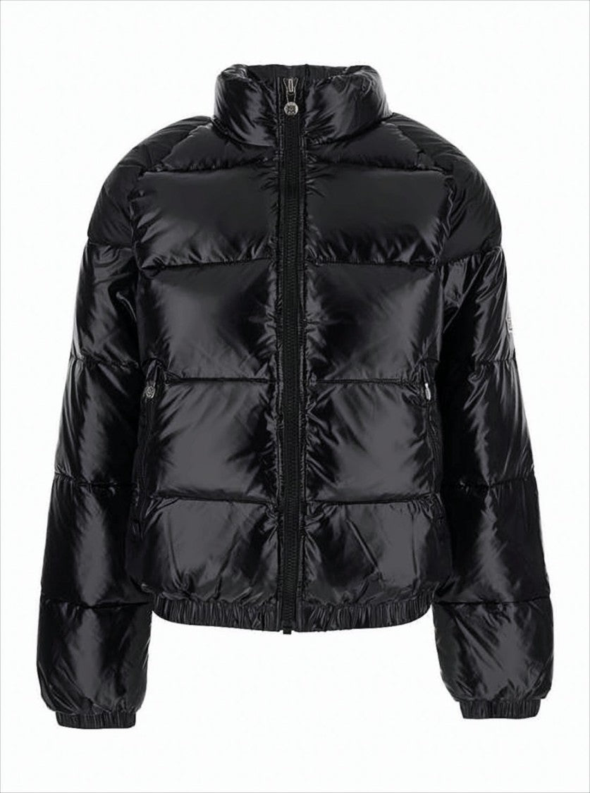 Pyrenex Shiny Quilted Puffer Jacket With High Collar And Logo Patch