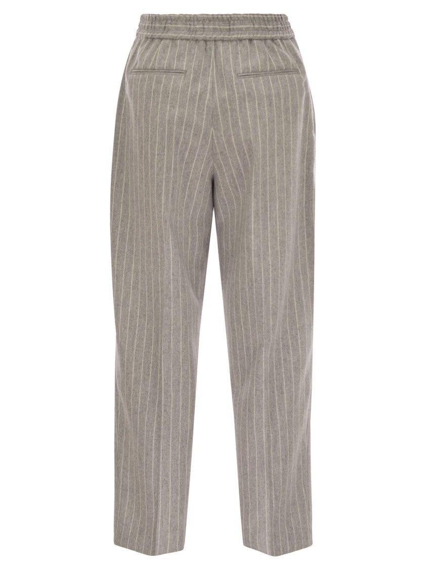 Pt Torino Daisy - Wool And Cashmere Pinstripe Pants