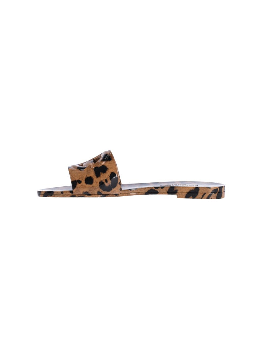 Dolce & Gabbana Multicolor Dg Animal Print Rubber Sandals