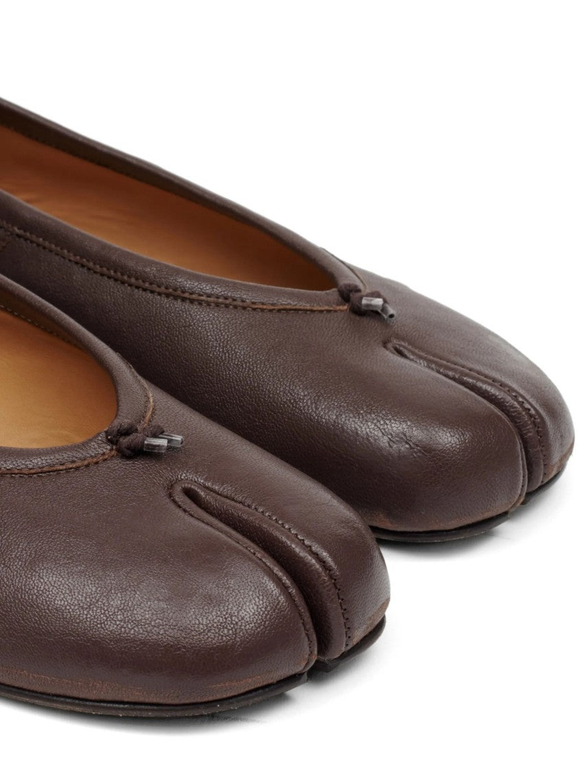 Maison Margiela Dark Brown Split-Toe Leather Flats